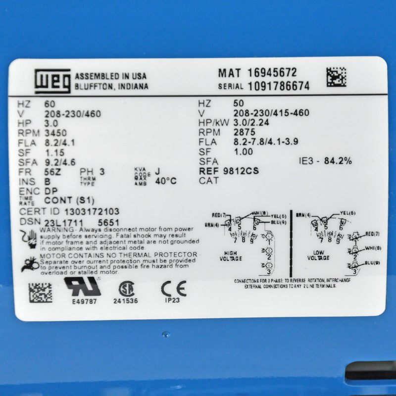 Burks® 330CS7M 3HP Water Condensate Turbine Boiler Feed 208-230/460V 3-Phase
