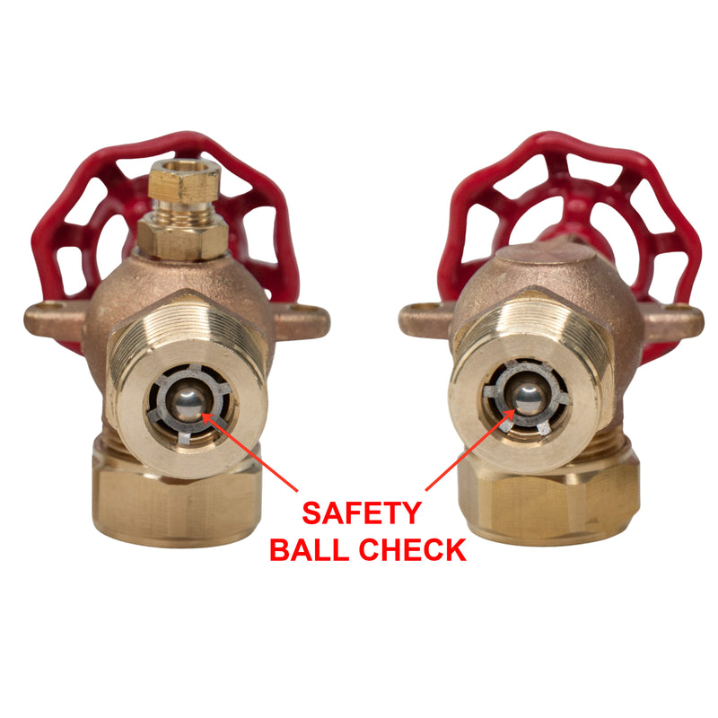 Duco® DWG-J Bronze Water Gauge Valve Set with Stainless Steel Safety Ball Check